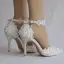Charmant Weiß Brautschuhe 2018 Spitze Knöchelriemen Strass 9 cm Stilettos Spitzschuh Hochzeit Hochhackige