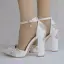 Modern / Fashion White Wedding Shoes 2018 Rhinestone Ankle Strap 10 cm Thick Heels Pointed Toe Wedding High Heels