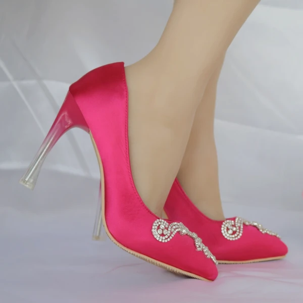 Chic / Beautiful White Wedding Shoes 2018 Rhinestone 10 cm Stiletto Heels Pointed Toe Wedding Pumps