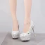 Sparkly Sølv Brudesko 2018 Krystall Rhinestone 14 cm Stiletthæler Rund Tå Bryllup Pumps