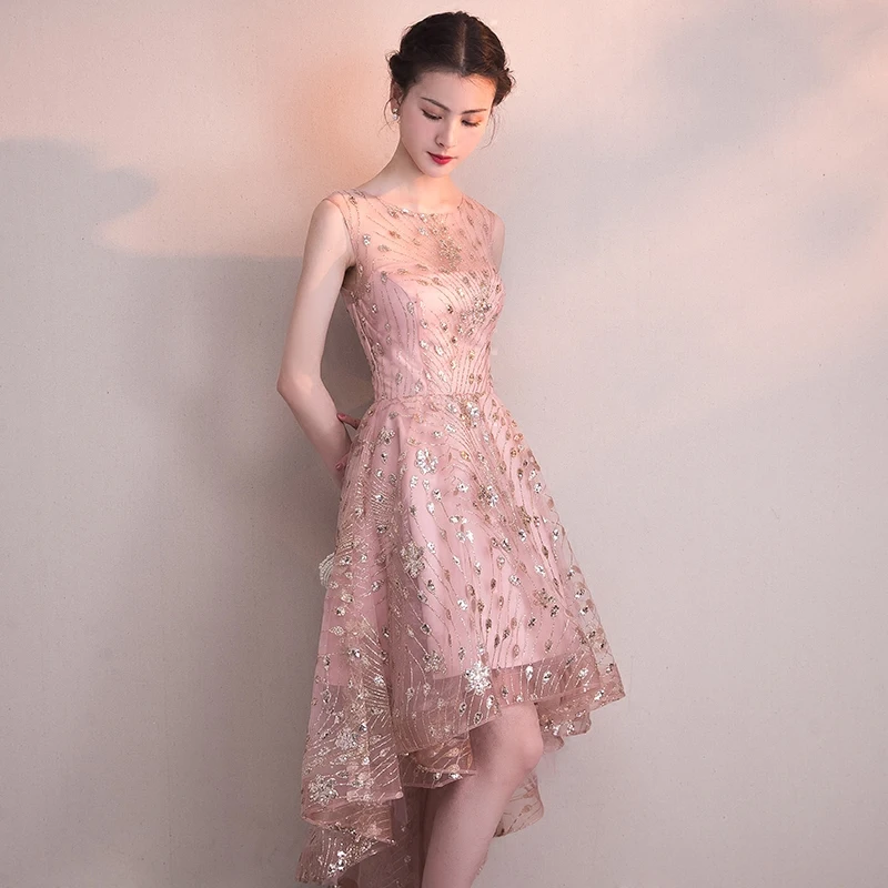 open lace back dress Pink Straps A-Line Wedding Guest Dress main image 0
