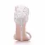 Modern / Fashion White Wedding Shoes 2018 Lace Flower Rhinestone Ankle Strap 11 cm Stiletto Heels Open / Peep Toe Wedding High Heels