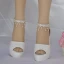 Mote Hvit Casual Kilehæl Damesko 2018 Perle Rhinestone Dusk Ankelstropp Peep Toe