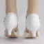 Chic / Beautiful White Wedding Shoes 2018 Lace Pearl Buckle 5 cm Stiletto Heels Pointed Toe Wedding High Heels