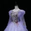 Elegant Lavender Beading Lace Flower Sequins Prom Dresses 2022 Ball Gown Scoop Neck Long Sleeve Prom Floor-Length / Long Formal Dresses