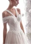 Elegant Champagne Wedding Dresses 2019 A-Line / Princess Off-The-Shoulder Beading Lace Flower Short Sleeve Backless Floor-Length / Long