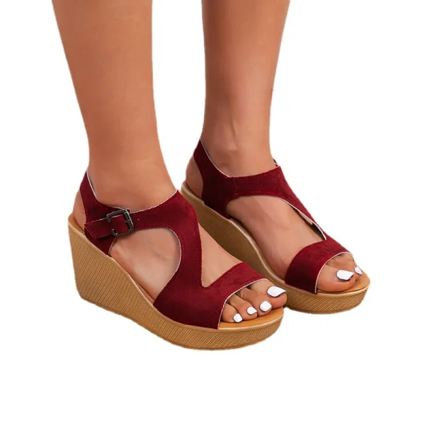 Romantic Black Street Wear Suede Womens Sandals 2021 8 cm Wedges Open / Peep Toe Sandals