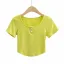 Sexy Blushing Pink Summer Street Wear Tight  Buttons T-Shirts 2021 Scoop Neck Short Sleeve Women's Tops