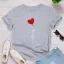 Schön Sommer Schwarz Freizeit Herzförmig Ballon Drucken T-Shirts 2021 Baumwolle Rundhalsausschnitt Kurze Ärmel Lose Damen Oberteile