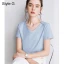 Modest / Simple Summer Casual OL White Regular T-Shirts 2021 Cotton V-Neck Short Sleeve Women's Tops T-shirt