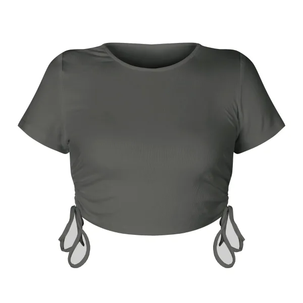 Sexy White Summer Street Wear Outdoor Sports Gymnasium Tight Women Tank 2021 Scoop Neck Short Sleeve Sweatshirts