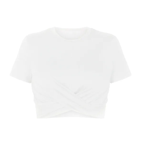 Summer Street Wear White Tight Women Tank 2021 Cotton Scoop Neck Short Sleeve Women's Tops Sweatshirts