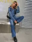 Mode Ocean Blå Trasiga Gatukläder Denim Rockar & Jackor 2021 Covered Button Omslags Damtoppar