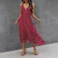 Fashion Summer Street Wear Resort Wear Beach Blushing Pink Spotted Women Dresses 2021 V-Neck Sleeveless Covered Button Sash Loose Tea-length