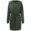 Fall Winter Grey Street Wear Women Dresses 2021 Scoop Neck Bow Sash Regular Long Sleeve