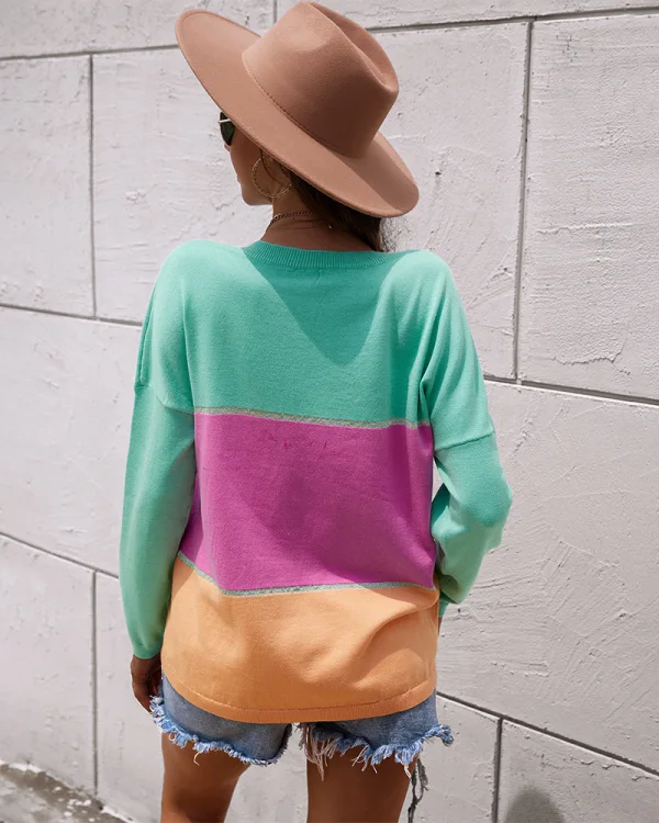 Mode Désinvolte Tomber Hiver Multi-Couleurs Chandails 2021 Encolure Dégagée Coton Ample Manches Longues Hauts pour Femmes