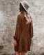Modest  Summer Brown Street Wear Spotted Leopard Print Women Dresses Women's Tops 2021 V-Neck Loose Long Sleeve Knee-Length