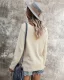 Sexy Fall Winter Beige Street Wear Sweaters 2021 Cotton V-Neck Regular Long Sleeve Women Tops