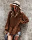 Mode Herbst Winter Braun Leopardenmuster Resort-Kleidung Strassenmode Blusen 2021 Rundhalsausschnitt Geflecktes Lange Ärmel Regulär Damen Oberteile