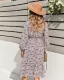 Chic / Beautiful Fall Winter Beach Resort Wear Street Wear Blushing Pink Floral Women Dresses 2021 V-Neck Long Sleeve Sash Loose Knee-Length