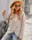 Modest / Simple Casual Beige Knitting Loose Coats & Jackets 2021 Scoop Neck Buttons Long Sleeve Women Tops