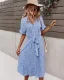 Bohemia Summer Spring Beach Resort Wear Street Wear Red Floral Women Dresses 2021 V-Neck Short Sleeve Loose