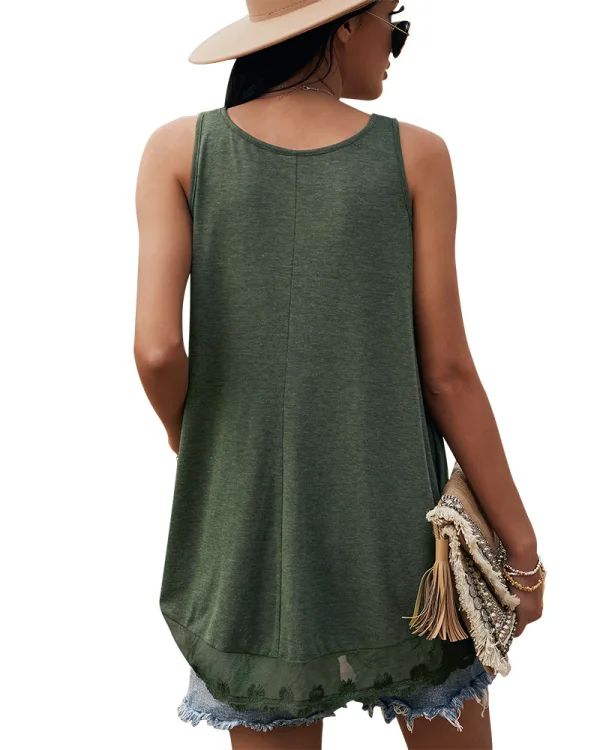 Sexy Spring Summer Casual Navy Blue Women's Tops 2021 Cotton U-Neck Sleeveless Buttons Loose Women Tops