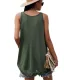 Sexy Spring Summer Casual Navy Blue Women's Tops 2021 Cotton U-Neck Sleeveless Buttons Loose Women Tops