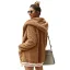 Mode Winter Strassenmode Khaki Wildleder Kapuze Jacken & Mäntel 2021 Baumwolle Lose Lange Ärmel Damen Oberteile