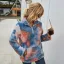 Fashion Winter Fall Street Wear Multi-Colors Tie-dye Suede Coats & Jackets 2021 Lapel  Long Sleeve Loose Women Tops