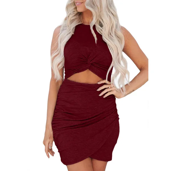 Sexy Grey Summer Street Wear Resort Wear Women Short Dresses 2021 Tight  Scoop Neck Sleeveless