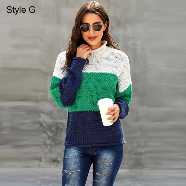 Comfortable Fall Winter Orange Casual Knitting Sweaters 2021 Cotton Loose High Neck Long Sleeve Women Tops