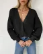 Confortable Tomber Hiver Désinvolte Blanche Tricot Chandails 2021 V-Cou Manches Longues Coton Ample Femme Hauts