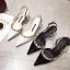 Fashion White Casual Rivet Womens Sandals 2021 Ankle Strap 5 cm Stiletto Heels Pointed Toe Sandals High Heels