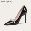Mode Nude Abend Perle Pumps 2021 Leder 10 cm Stilettos Hochhackige Spitzschuh Pumps