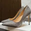 Sparkly Silver Evening Party Sequins Pumps 2021 Leather 10 cm Stiletto Heels Pointed Toe Pumps High Heels