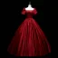 Vintage / Retro Ball Gown Green Satin Prom Dresses 2021 Square Neckline Short Sleeve Backless Floor-Length / Long Formal Dresses