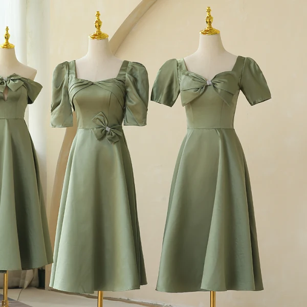 sage green bridesmaid dresses satin under $60 Charming Sheath Hatler Sage Green Long Bridesmaid Dresses AB110705 main image 1