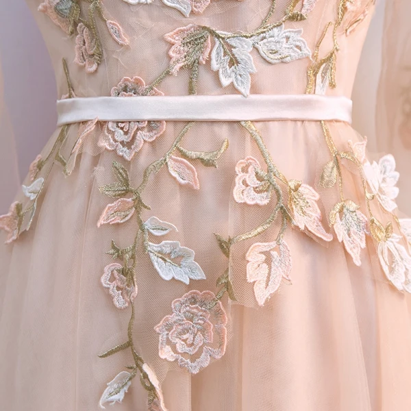 Chic / Beautiful Bridesmaid Dresses 2018 A-Line / Princess Appliques Beading Sash V-Neck Backless 1/2 Sleeves Floor-Length / Long Wedding Party Dresses