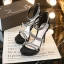 Sexy Noire Soirée Faux Diamant Sandales Femme 2021 Bride Cheville 12 cm Talons Aiguilles Peep Toes / Bout Ouvert Sandales Talons Hauts