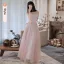 Chic / Beautiful Grey Pearl Lace Flower Bridesmaid Dresses 2021 A-Line / Princess Short Sleeve Backless Floor-Length / Long Bridesmaid Wedding Party Dresses