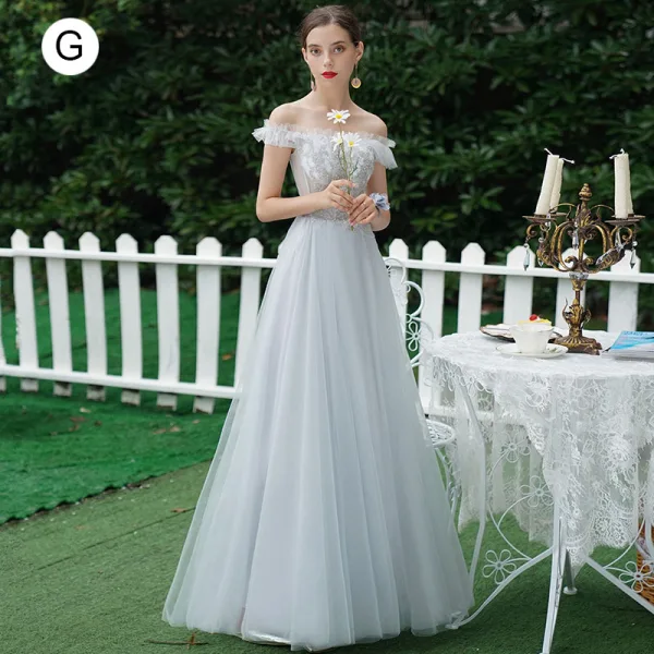 Charming Khaki Beading Sequins Backless Lace Flower Bridesmaid Dresses 2021 A-Line / Princess Short Sleeve Floor-Length / Long Bridesmaid Wedding Party Dresses