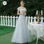 Charming Khaki Beading Sequins Backless Lace Flower Bridesmaid Dresses 2021 A-Line / Princess Short Sleeve Floor-Length / Long Bridesmaid Wedding Party Dresses