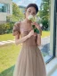 Chic / Beautiful Blushing Pink Bridesmaid Dresses 2021 A-Line / Princess Bow Sash Rhinestone Short Sleeve Backless Floor-Length / Long Wedding Party Dresses