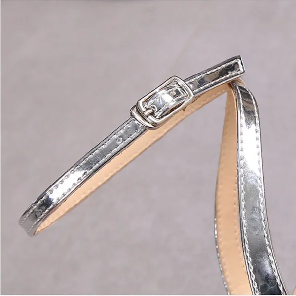 Transparent Sexy Argenté Faux Diamant Soirée Sandales Femme 2021 9 cm Bride Cheville Talons Aiguilles À Bout Pointu Sandales Talons Hauts