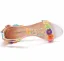 Charmant Blanche Faux Diamant En Dentelle Fleur Chaussure De Mariée 2021 Perle T-Strap 7 cm Talons Épais Peep Toes / Bout Ouvert Mariage Sandales Talons Hauts
