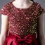 Charming Burgundy Party Dresses Flower Girl Dresses 2021 A-Line / Princess Scoop Neck Satin Short Sleeve Bow Sash Sequins Birthday Floor-Length / Long Flower Girl Dresses