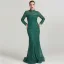 Haut de Gamme Noire Robe De Soirée 2021 Trompette / Sirène Col Haut Fait main Perlage Paillettes Ceinture Manches Longues Longue Soirée Robe De Ceremonie