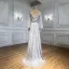 Charmant High End Beige Abendkleider 2021 A Linie V-Ausschnitt Perlenstickerei Strass Pailletten Lange Ärmel Rückenfreies Sweep / Pinsel Zug Abend Festliche Kleider