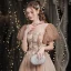 Vintage / Retro Gold Prom Dresses 2021 A-Line / Princess High Neck Beading Appliques Lace Flower Short Sleeve Backless Floor-Length / Long Prom Formal Dresses